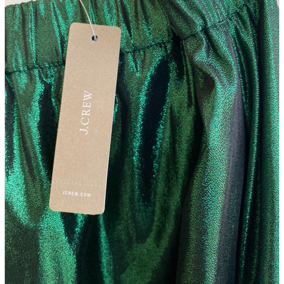 NWT JCrew Tiered Maxi Skirt in Metallic Lamé Dark Spruce Green size S - Picture 9 of 11